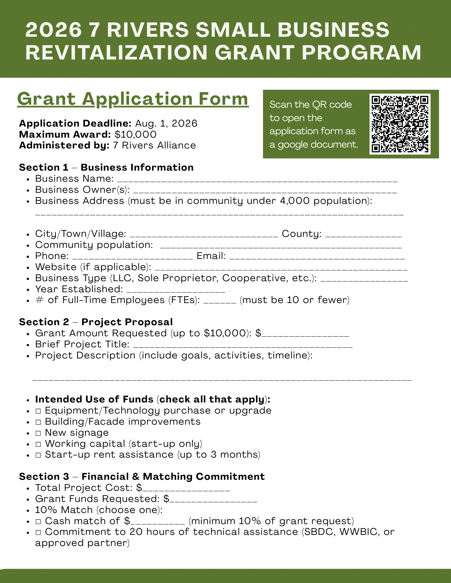 7 Rivers Alliance Small Business Grant Program Informational Package 4 - 7 Rivers Alliance